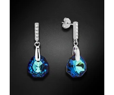Diamond Sky Jewelry Sidabriniai auskarai „Calathea (Bermuda Mėlyna)“ su Swarovski® kristalais