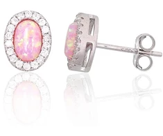 Diamond Sky Jewelry Sidabriniai auskarai su cirkoniais ir opalitu „Mėnulio Žavesys V“