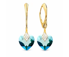 Diamond Sky Jewelry Sidabriniai auskarai „Cute Valentine (Emerald Shimmer)“ su Swarovski® kristalais