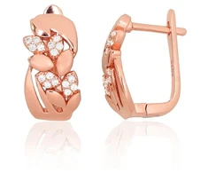 Diamond Sky Jewelry Sidabriniai auskarai su cirkoniais „Auksinė Gėlė III“
