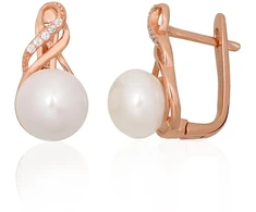 Diamond Sky Jewelry Sidabriniai auskarai su cirkoniais ir perlais „Fabiola IV“