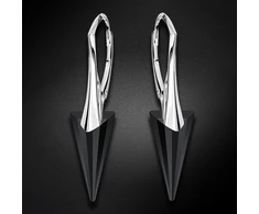 Diamond Sky Jewelry Sidabriniai auskarai „Spike II (Jet)“ su Swarovski® kristalais