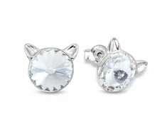 Diamond Sky Jewelry Sidabriniai auskarai „Cat“ su Swarovski® kristalais