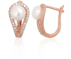 Diamond Sky Jewelry Sidabriniai auskarai su cirkoniais ir perlais „Pearl Muse II“
