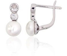 Diamond Sky Jewelry Sidabriniai auskarai su cirkoniais ir perlais „Galos X“