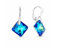 Diamond Sky Jewelry Sidabriniai auskarai „Shimmer (Bermuda Mėlyna)“ su Swarovski® kristalais