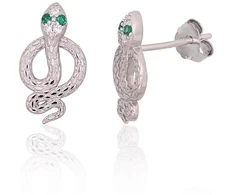 Diamond Sky Jewelry Sidabriniai auskarai-vinukai su cirkoniais „Gyvatė“