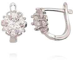 Diamond Sky Jewelry Sidabriniai auskarai su cirkoniais „Akmeninė Gėlė XII“