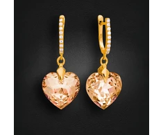 Diamond Sky Jewelry Sidabriniai auskarai „Romantic Heart III (Colorado Topaz)“ su Swarovski® kristalais