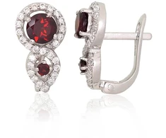 Diamond Sky Jewelry Sidabriniai auskarai su cirkoniais ir granatais „Sophie“