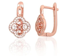 Diamond Sky Jewelry Sidabriniai auskarai su cirkoniais „Akmeninė Gėlė V“