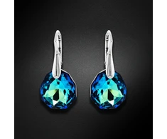Diamond Sky Jewelry Sidabriniai auskarai „Frozen Edges (Bermuda Mėlyna)“ su Swarovski® kristalais