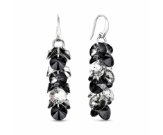 Diamond Sky Jewelry Sidabriniai auskarai „Flamenco (Sidabrinis Night / Jet)“ su Swarovski® kristalais