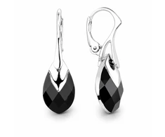 Diamond Sky Jewelry Sidabriniai auskarai „Baroque II (Jet Light Chrome)“ su Swarovski® kristalais