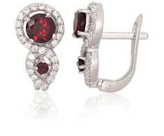 Diamond Sky Jewelry Sidabriniai auskarai su cirkoniais ir granatais „Sophie“