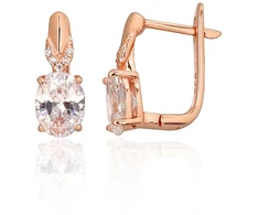 Diamond Sky Jewelry Sidabriniai auskarai su cirkoniais „Golden Mirage III“