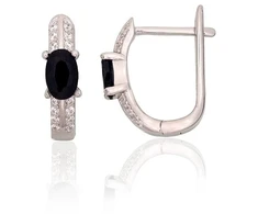 Diamond Sky Jewelry Sidabriniai auskarai su cirkoniais „Midnight Eclipse“