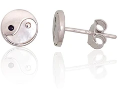 Diamond Sky Jewelry Sidabriniai auskarai su cirkoniais ir perlamutru „Yin Yang II“