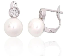 Diamond Sky Jewelry Sidabriniai auskarai su cirkoniais ir perlais „Galos IV“
