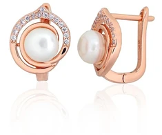 Diamond Sky Jewelry Sidabriniai auskarai su cirkoniais ir perlais „Marielle II“