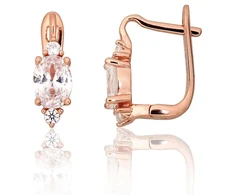 Diamond Sky Jewelry Sidabriniai auskarai su cirkoniais „Golden Mirage“