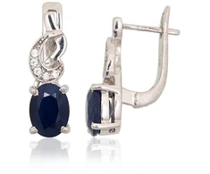 Diamond Sky Jewelry Sidabriniai auskarai su cirkoniais ir safyrais „Splendor Sapphire“