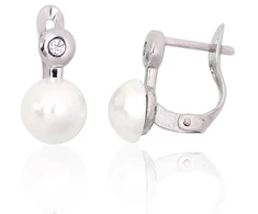 Diamond Sky Jewelry Sidabriniai auskarai su cirkoniais ir perlais „Galos II“