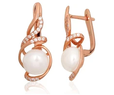 Diamond Sky Jewelry Sidabriniai auskarai su cirkoniais ir perlais „Fabiola II“