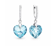 Diamond Sky Jewelry Sidabriniai auskarai „Romantic Heart III R (Aquamarine Mėlyna)“ su Swarovski® kristalais