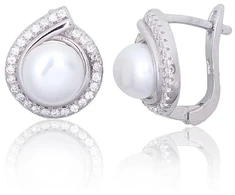 Diamond Sky Jewelry Sidabriniai auskarai su cirkoniais ir perlais „Pearl Muse V“