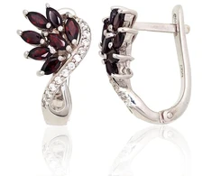 Diamond Sky Jewelry Sidabriniai auskarai su cirkoniais ir granatais „Modern“
