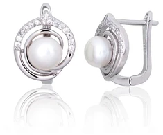 Diamond Sky Jewelry Sidabriniai auskarai su cirkoniais ir perlais „Marielle III“