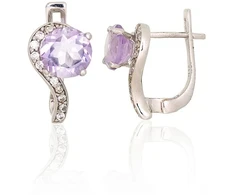 Diamond Sky Jewelry Sidabriniai auskarai su cirkoniais ir ametistais „Melody“