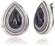 Diamond Sky Jewelry Sidabriniai auskarai su oniksu „Obsidian Tear“