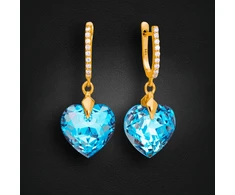 Diamond Sky Jewelry Sidabriniai auskarai „Romantic Heart III (Aquamarine Shimmer)“ su Swarovski® kristalais
