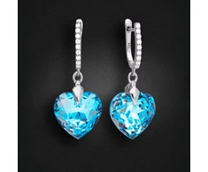 Diamond Sky Jewelry Sidabriniai auskarai „Romantic Heart III R (Aquamarine Shimmer)“ su Swarovski® kristalais