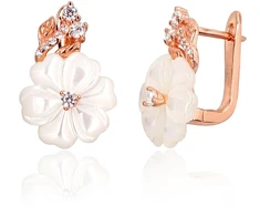 Diamond Sky Jewelry Sidabriniai auskarai su cirkoniais ir perlamutru „Silk Tango“