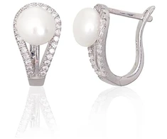 Diamond Sky Jewelry Sidabriniai auskarai su cirkoniais ir perlais „Pearl Muse IV“