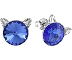 Diamond Sky Jewelry Sidabriniai auskarai „Cat (Sapphire)“ su Swarovski® kristalais