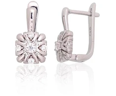 Diamond Sky Jewelry Sidabriniai auskarai su cirkoniais „Saulėta Gėlė II“