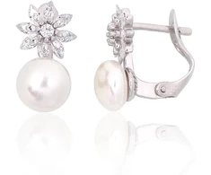Diamond Sky Jewelry Sidabriniai auskarai su cirkoniais ir perlais „Galos VIII“