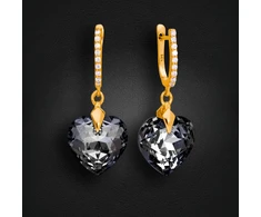 Diamond Sky Jewelry Sidabriniai auskarai „Romantic Heart III (Sidabrinis Night)“ su Swarovski® kristalais