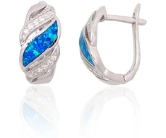 Diamond Sky Jewelry Sidabriniai auskarai su cirkoniais ir opalitu „Mėnulio Žavesys“