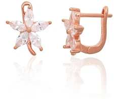 Diamond Sky Jewelry Sidabriniai auskarai su cirkoniais „Auksinė Gėlė IX“