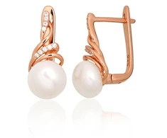 Diamond Sky Jewelry Sidabriniai auskarai su cirkoniais ir perlais „Fabiola“