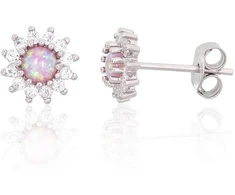 Diamond Sky Jewelry Sidabriniai auskarai su cirkoniais ir opalitu „Mėnulio Žavesys XII“