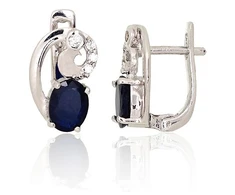 Diamond Sky Jewelry Sidabriniai auskarai su cirkoniais ir safyrais „Melody II“