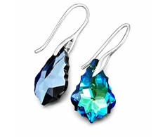 Diamond Sky Jewelry Sidabriniai auskarai „Baroque IV (Bermuda Mėlyna)“ su Swarovski® kristalais