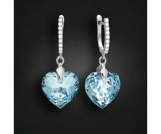 Diamond Sky Jewelry Sidabriniai auskarai „Romantic Heart III R (Aquamarine Mėlyna)“ su Swarovski® kristalais