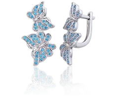 Diamond Sky Jewelry Sidabriniai auskarai su cirkoniais „Celestial Butterflies“